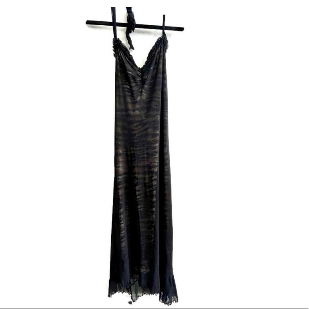 Guess Jeans Black Tiger Print Mesh Dress